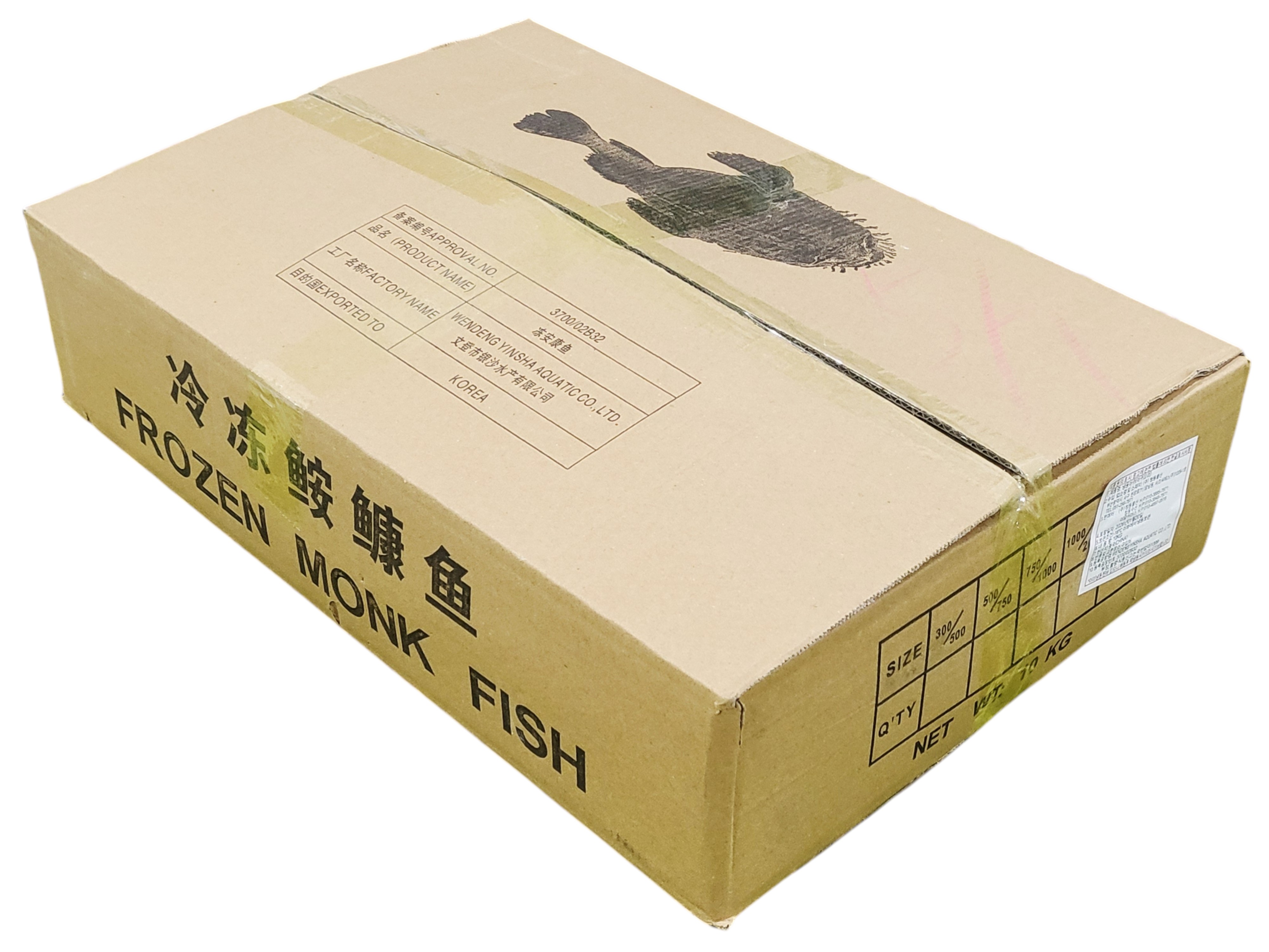 냉동 아구꼬리살 500/700 (비절단, 중국/문등, 10kg)